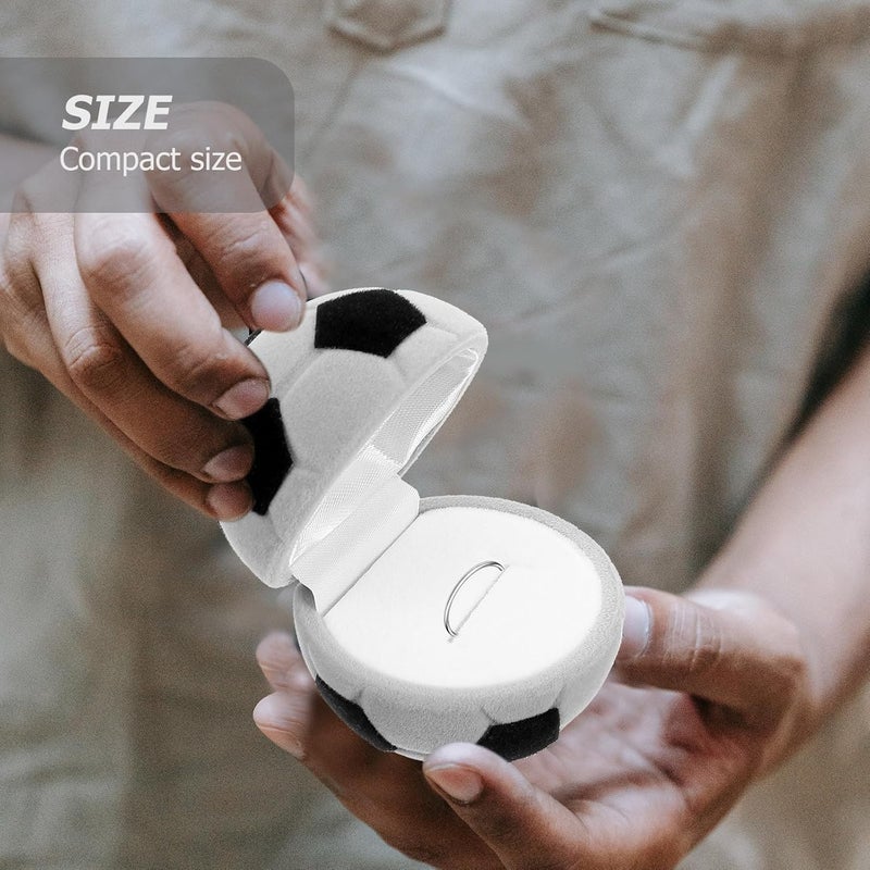 Velvet Soccer Ring Box with Flocking Fabric, Portable Jewelry Holder for Proposal and Wedding Ceremony, Gray Sports Ring Case for Men and Boys - Image 5