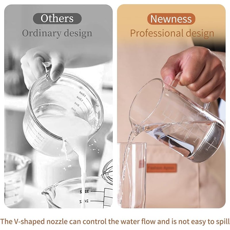 FrutPunch Glass Measuring Cup, 500ML (18OZ, 2 Cups), with Three Scales and V-Shaped Mouth Measuring Cup, High Borosilicate Glass Liquid Measuring Cups, Suitable for Kitchen and Restaurant. - Image 4