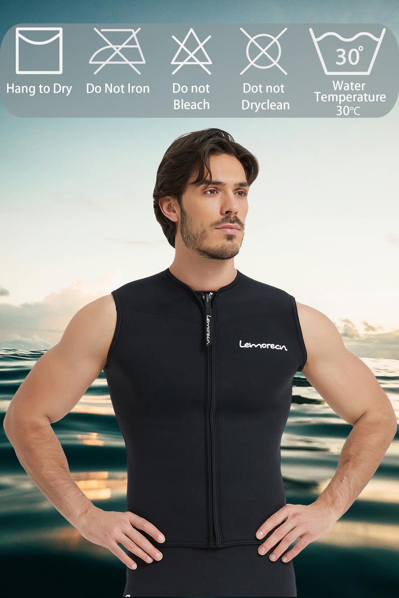 Lemorecn Men Wetsuits Top Premium Neoprene 3mm Zipper Diving Vest (2095,S) - Image 5