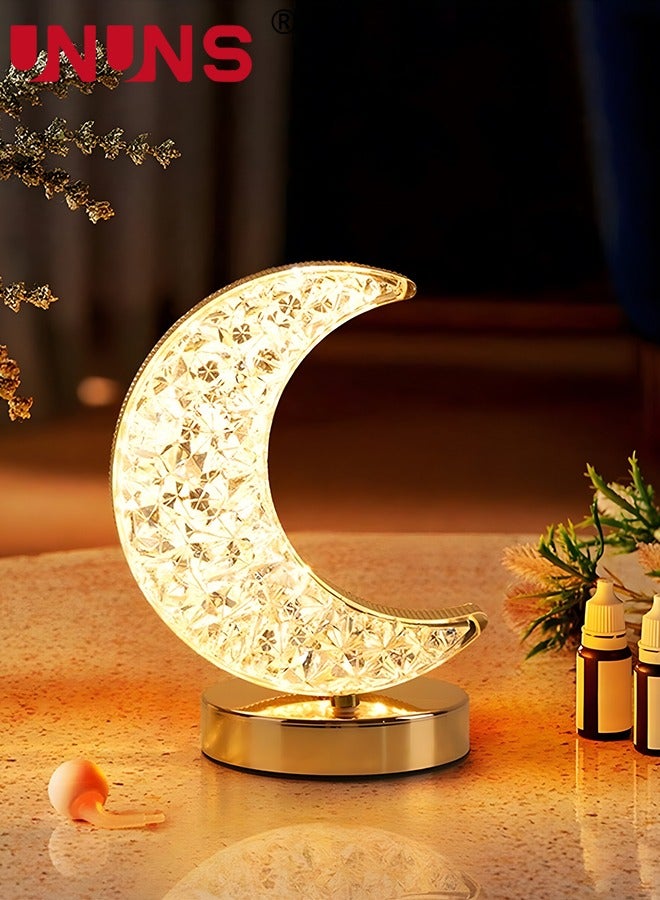 UNUNS Led Moon Lamp,Cordless Rechargeable Stepless Dimmable Touch Nightstand Light With 3 Colors Modes For Girls Room,Bedroom And Ramadan Decor - Image 2