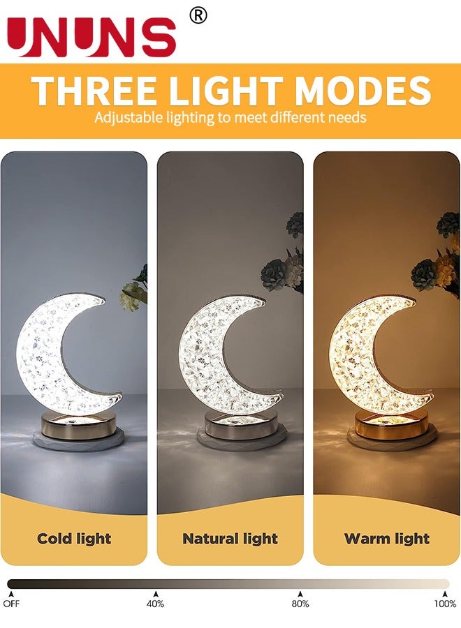 UNUNS Led Moon Lamp,Cordless Rechargeable Stepless Dimmable Touch Nightstand Light With 3 Colors Modes For Girls Room,Bedroom And Ramadan Decor - Image 3