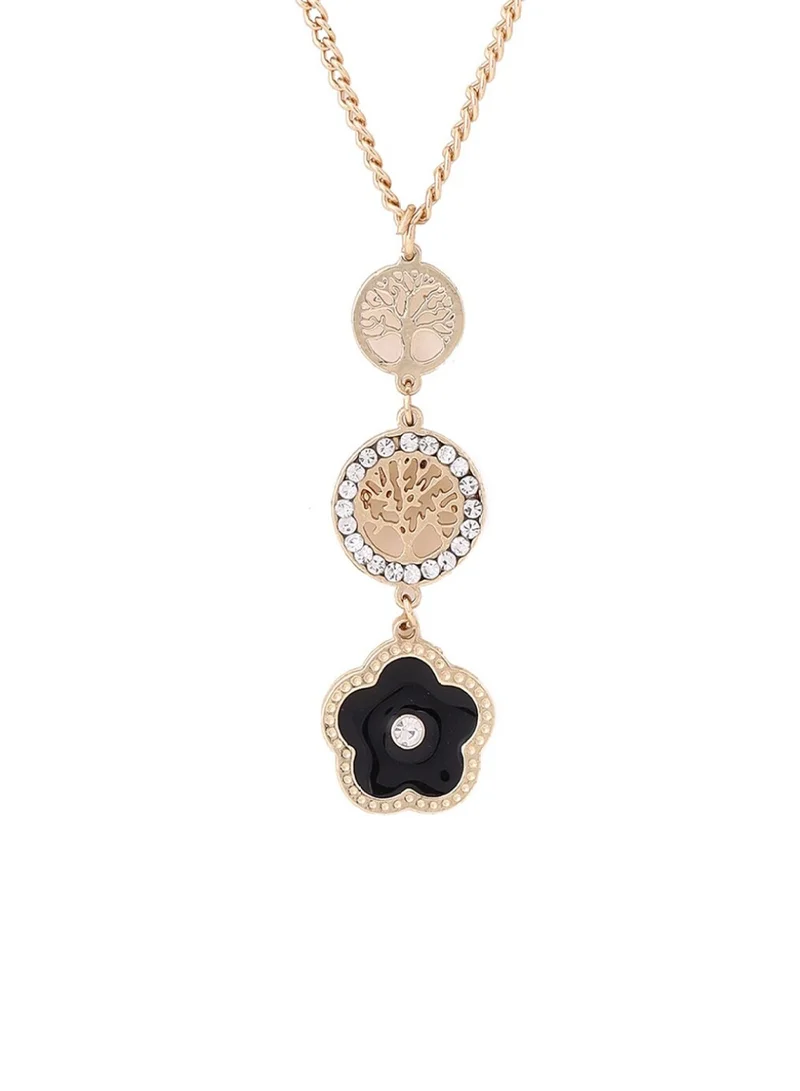 Priyaasi Stones Studded Flower Tree Shaped Pendant With Chain