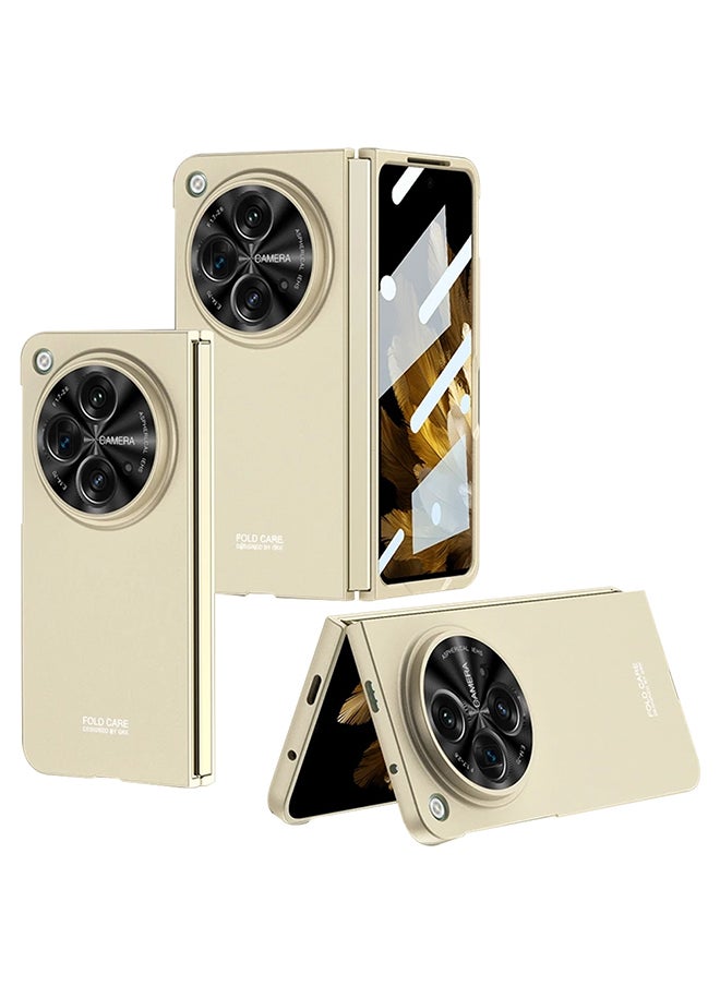 CATANES - OnePlus Open Case with Screen Protector Shockproof PC Cover Protective Lightweight Bumper Fold Case Gold - Image 1