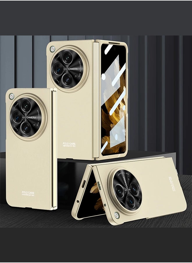 CATANES - OnePlus Open Case with Screen Protector Shockproof PC Cover Protective Lightweight Bumper Fold Case Gold - Image 1