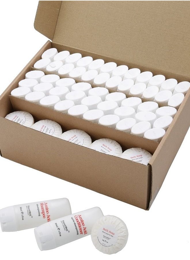 Travelwell TRAVELWELL Hotel Amenities Toiletries Individually Wrapped 30ml Shampoo 25 Bottles + Conditioner, 25 Bottles + 28g Mini Soap Bars, 25 Bars | Travel Size Toiletries | Hotel Toiletries Bulk Set  - Image 2