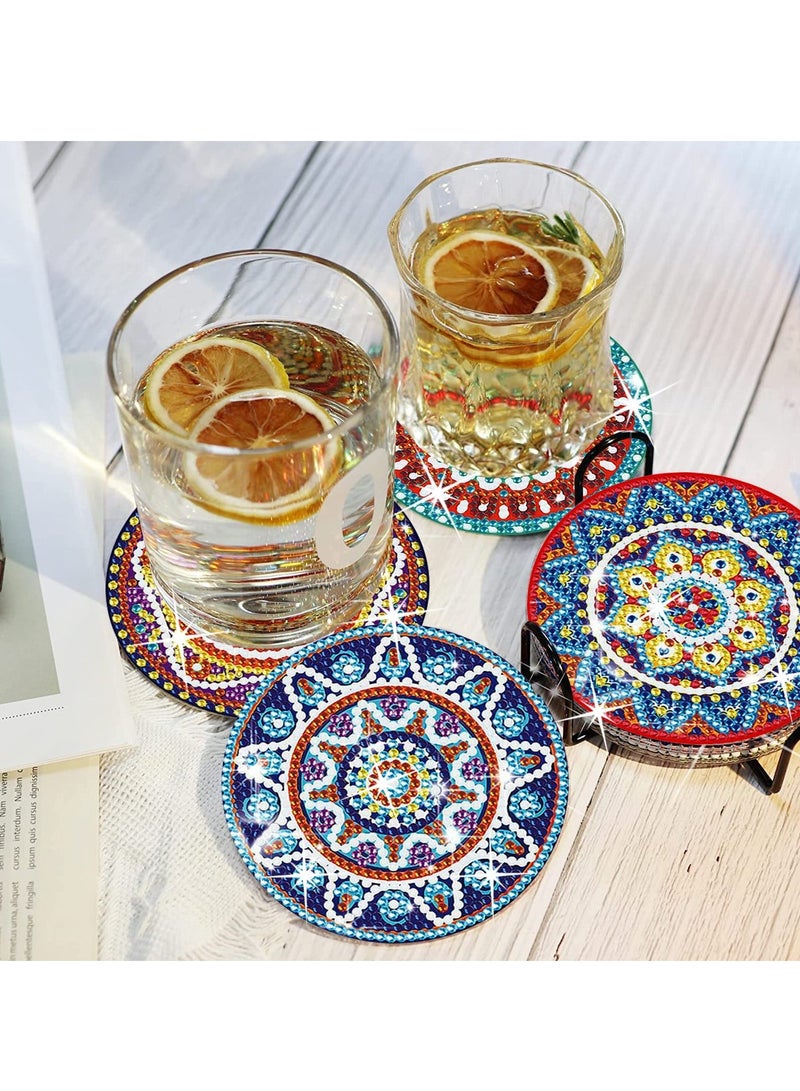 شو وو Diamond Painting Coasters Mandala Coaster DIY Kits for Beginners Art Crafts with Holder - Image 2