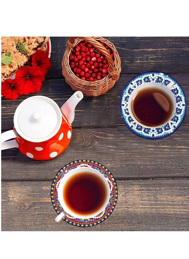 شو وو Diamond Painting Coasters Mandala Coaster DIY Kits for Beginners Art Crafts with Holder - Image 5