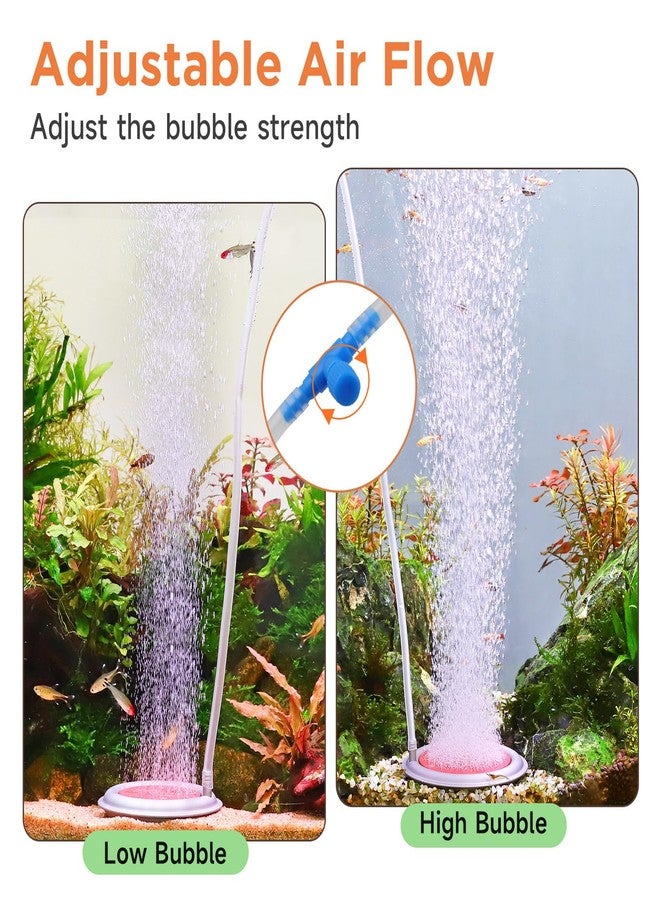 hygger Aquarium Air Stone, 2.6 Inch Nano Air Stone Makes Super Tiny Bubbles, Ultra Quiet Dissolved Oxygen Diffuser Small Airstone with Stainless Steel Base for Aquarium, Fish Tank & Hydroponic, Round - Image 3