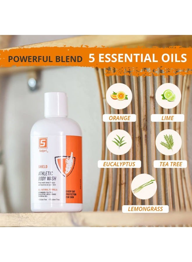 Solpri Shield Athlete's Body Wash Sulfate Free with Lemongrass, Tea Tree, Eucalyptus Oils 8 Fl Oz - Image 5