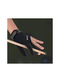 silvercnc 3 Finger Billiards Gloves Pool Cue Gloves Three Fingers Billiard Gloves Snooker Shooter Gloves Mitt Elastic Left Hand Glove For Women Men Black M  - Image 3
