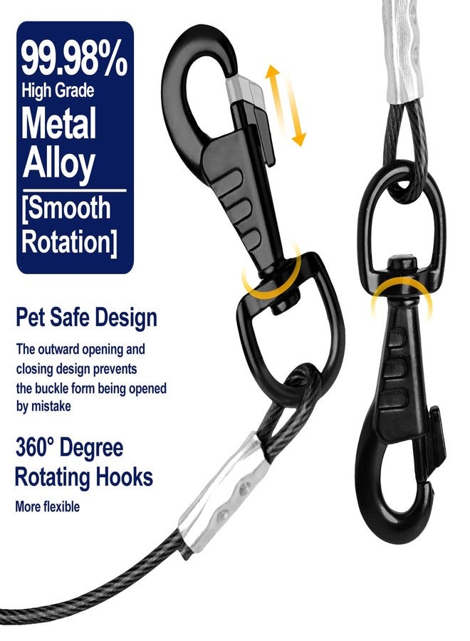 WATFOON Dog Tie Out Cable - Training Tether for Dogs Up to 160 Pounds - 360° Swivel Clips - Reflective Dog Tether for Yard, Camping, Park - Heavy Duty Pet Chain with Runner Metal Ring (Black, 40ft) - Image 3