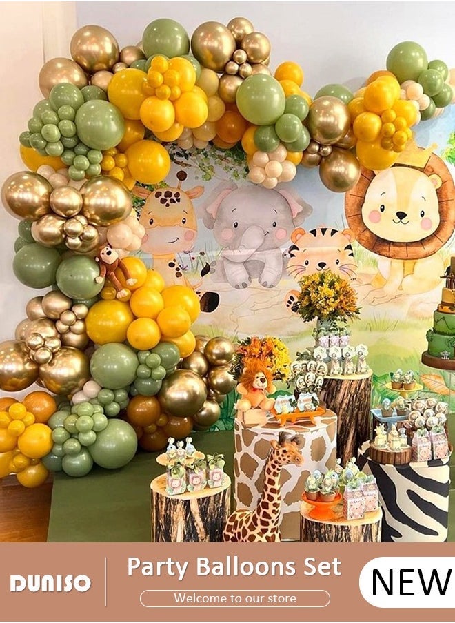 DUNISO 110 PCS Balloon Garland Arch Kit, Jungle Safari Balloon Arch, Jungle Theme Party Balloons for Baby Shower Safari Birthday Decorations - Image 1