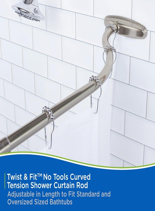 Kenney KN60961 Twist & Fit No Tools Camlock Tension 6" Curved Shower Curtain Rod with Non-Slip, Non-Scratch Ends, 57-72" Adjustable Length, Brushed Nickel, 1" Diameter Rust Resistant Steel Tube - Image 3