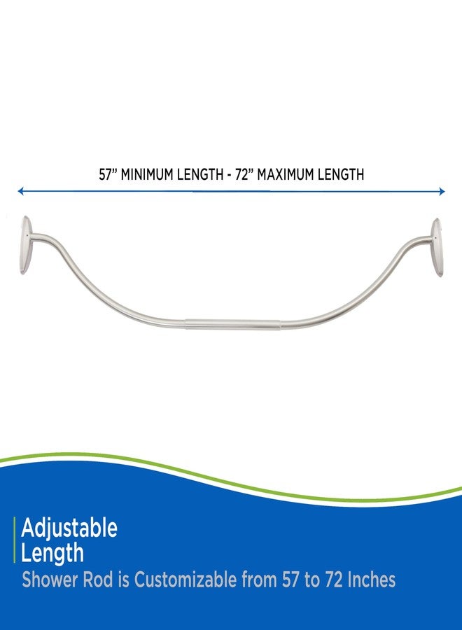 Kenney KN60961 Twist & Fit No Tools Camlock Tension 6" Curved Shower Curtain Rod with Non-Slip, Non-Scratch Ends, 57-72" Adjustable Length, Brushed Nickel, 1" Diameter Rust Resistant Steel Tube - Image 4