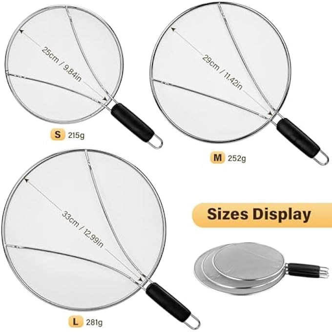 تخيل شاشة رذاذ لمقلاة القلي 13 115 98 شبكة دقيقة من الفولاذ المقاوم للصدأ لحماية تناثر الدهون مع مقابض سيليكون مريحة وأقدام مريحة للاستخدام على أواني الغليان تحمي المقالي من الطهي الآمن - Image 4