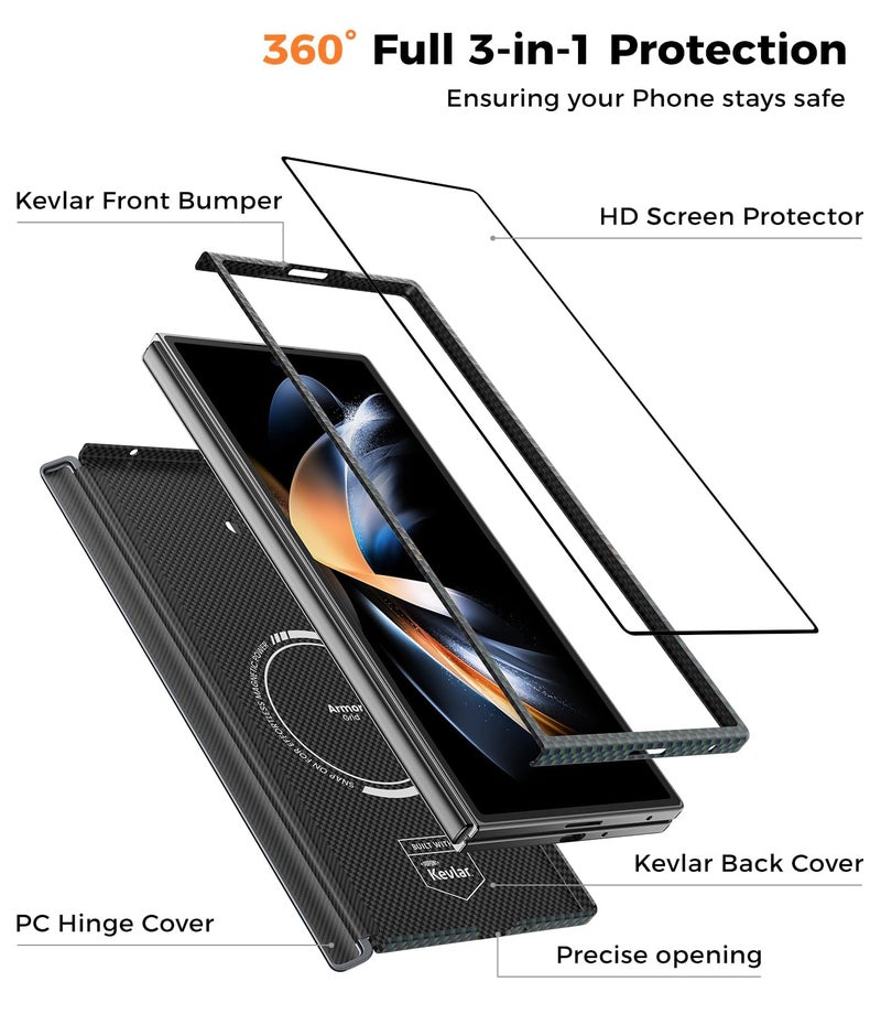 BENKS for Samsung Galaxy Z Fold 7 Case with Screen Protector, MagSafe-Compatible Kevlar Case, Hinge Protection Shockproof Magnetic Phone Case for Z Fold 7, Aurora ArmorAir Grand Combo - Image 2
