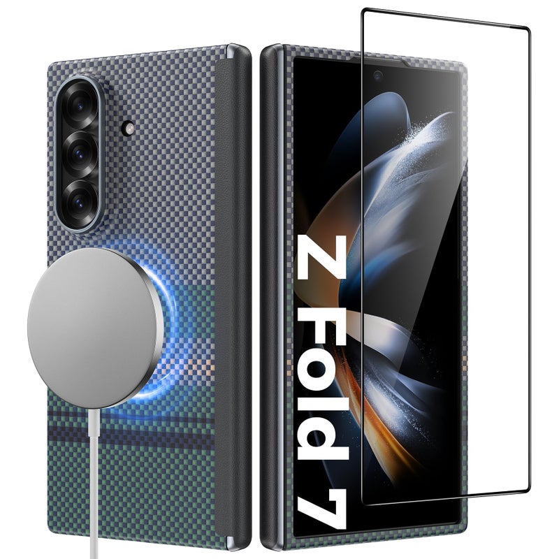 BENKS for Samsung Galaxy Z Fold 7 Case with Screen Protector, MagSafe-Compatible Kevlar Case, Hinge Protection Shockproof Magnetic Phone Case for Z Fold 7, Aurora ArmorAir Grand Combo - Image 1