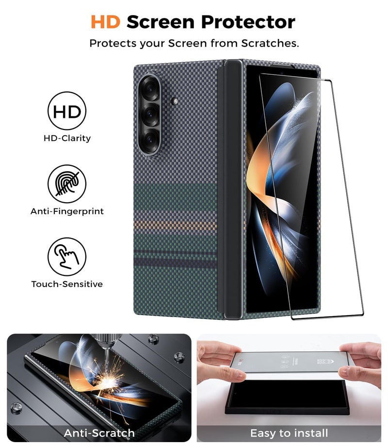 BENKS for Samsung Galaxy Z Fold 7 Case with Screen Protector, MagSafe-Compatible Kevlar Case, Hinge Protection Shockproof Magnetic Phone Case for Z Fold 7, Aurora ArmorAir Grand Combo - Image 4