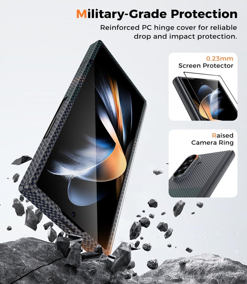 BENKS for Samsung Galaxy Z Fold 7 Case with Screen Protector, MagSafe-Compatible Kevlar Case, Hinge Protection Shockproof Magnetic Phone Case for Z Fold 7, Aurora ArmorAir Grand Combo - Image 3