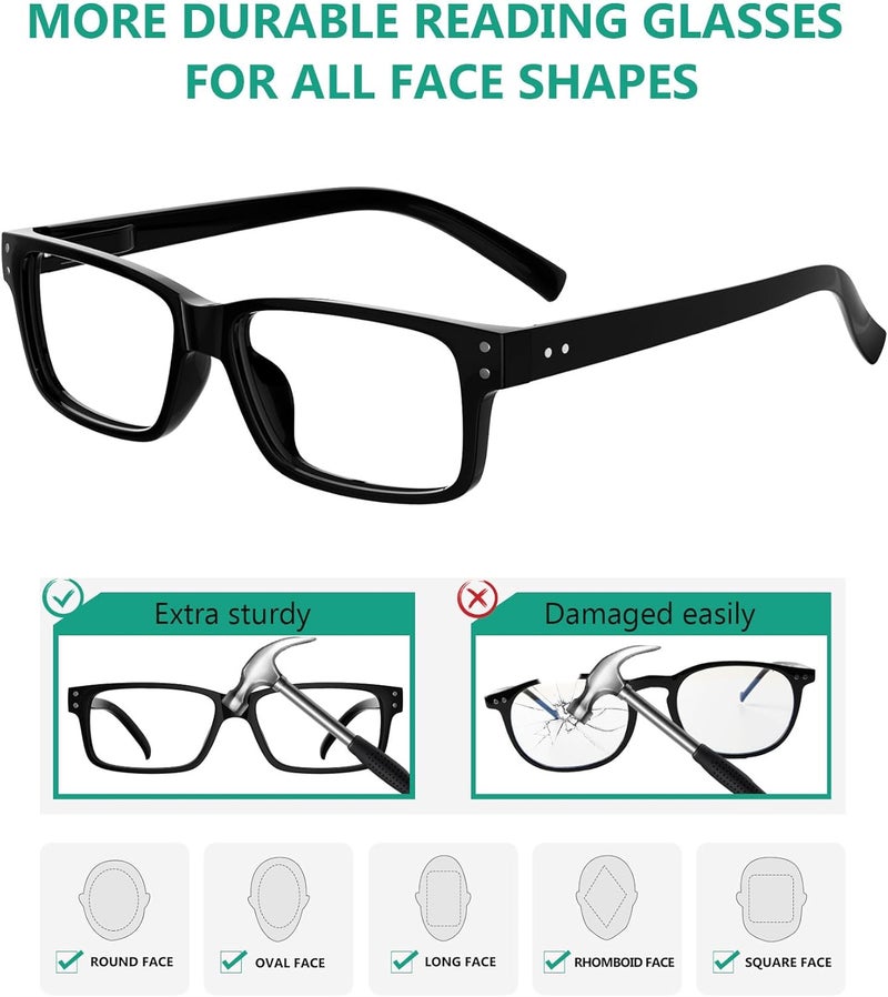 Eyekepper Mens Vintage Reading Glasses5 Pack Black Frame Glasses for Men ReadingReader Eyeglasses Women - Image 3