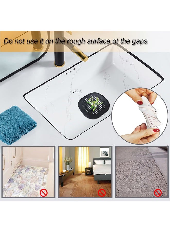 Bovinde Hair Drain Catcher,Square Drain Cover for Shower Silicone Hair Stopper with Suction Cup,Easy to Install Suit for Bathroom,Bathtub,Kitchen 2 Pack (Black) - Image 2