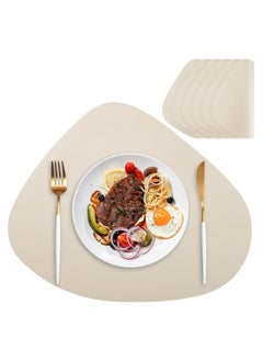 Vparty Set of 4 Round Leather Placemats – Faux Leather Non-Slip, Heat-Resistant, Wipeable & Washable Table Mats, Durable Dining Placemats for Kitchen, Dining Table, Home Decor, and Party Use  - Image 1