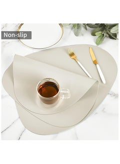 Vparty Set of 4 Round Leather Placemats – Faux Leather Non-Slip, Heat-Resistant, Wipeable & Washable Table Mats, Durable Dining Placemats for Kitchen, Dining Table, Home Decor, and Party Use  - Image 4