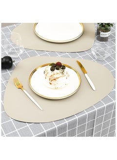 Vparty Set of 4 Round Leather Placemats – Faux Leather Non-Slip, Heat-Resistant, Wipeable & Washable Table Mats, Durable Dining Placemats for Kitchen, Dining Table, Home Decor, and Party Use  - Image 5