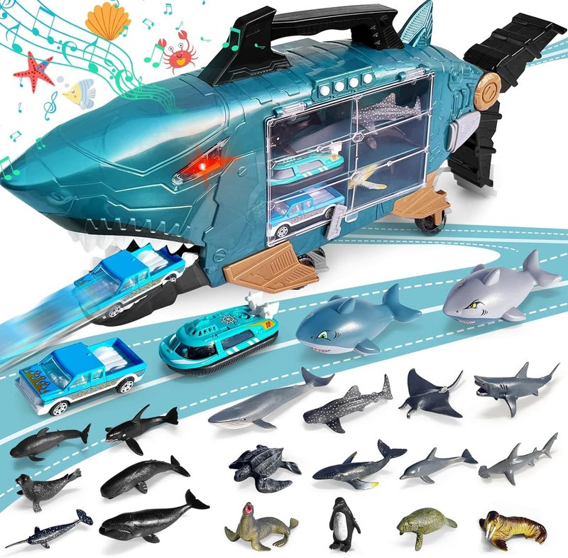 Grarain Shark LED Ocean Animal Toys  Trucks Cars  18pcs Sea Animals for 3 Year Olds - Image 2