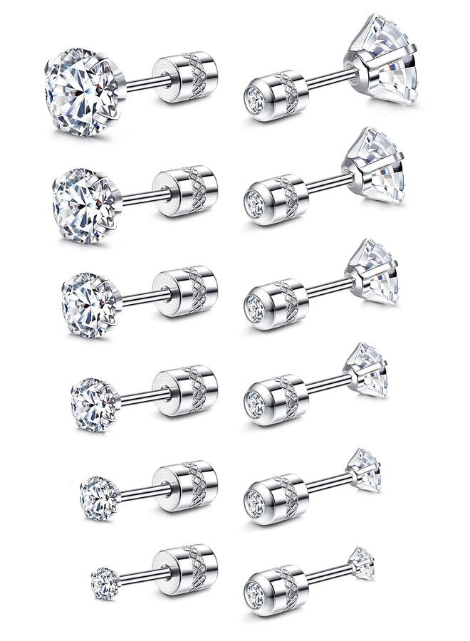 Fansilver 20G Hypoallergenic Flat Back Earrings for Women Men Silver 14K Gold Stainless Steel Stud Earrings Brithstone Cubic Zirconia Studs Surgical Steel Cartilage Earrings for Sensitive Ears, - Image 1