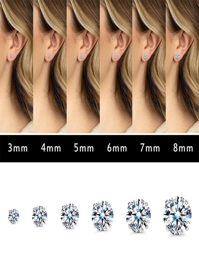 Fansilver 20G Hypoallergenic Flat Back Earrings for Women Men Silver 14K Gold Stainless Steel Stud Earrings Brithstone Cubic Zirconia Studs Surgical Steel Cartilage Earrings for Sensitive Ears, - Image 2