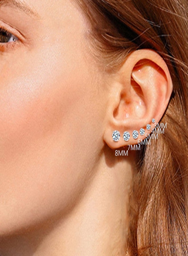 Fansilver 20G Hypoallergenic Flat Back Earrings for Women Men Silver 14K Gold Stainless Steel Stud Earrings Brithstone Cubic Zirconia Studs Surgical Steel Cartilage Earrings for Sensitive Ears, - Image 3