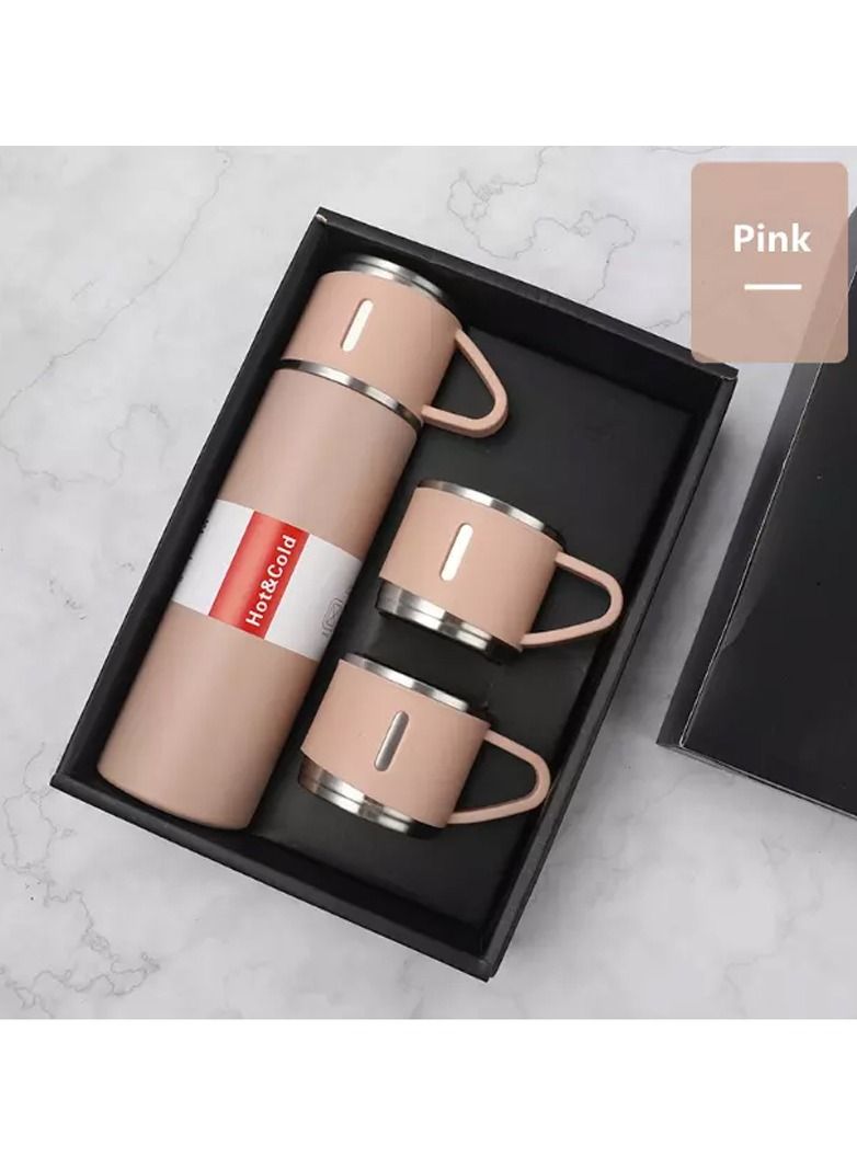 DubaiGallery New Arrival Customizable Logo 3 Lid Stainless Steel Multiple Color Student And Business Gift Cup Vacuum Flask Set - Image 1