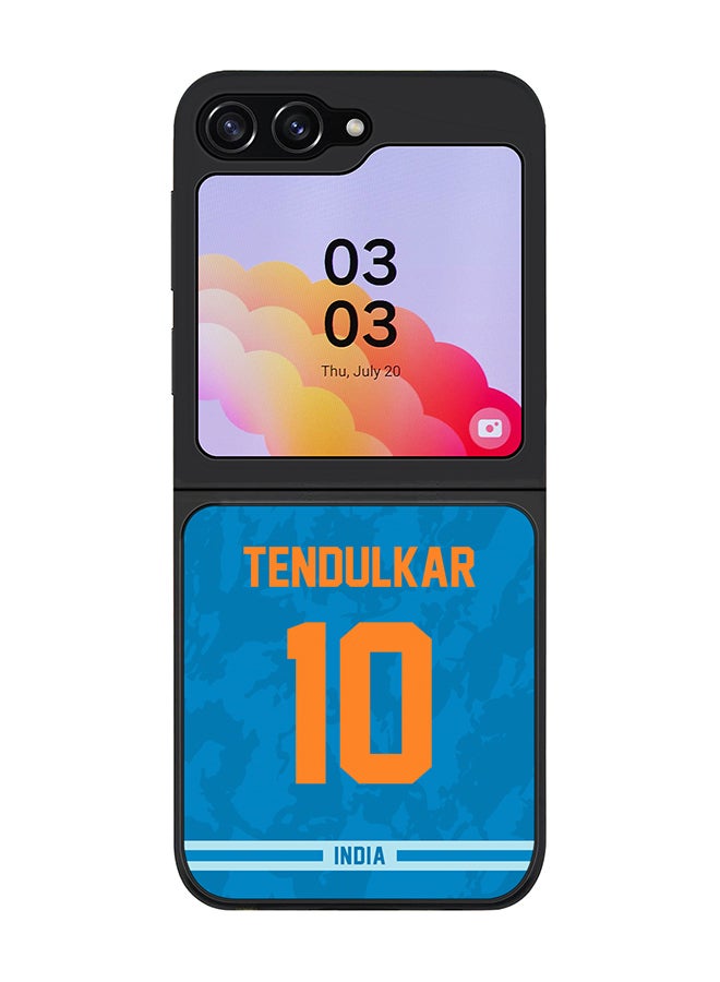 Stylizedd Cover for Samsung Galaxy Z Flip5 Case, Rugged Black Slim fit Flexible Thin Protective Phone Cases - Player Name - Sachin Tendulkar, Jersey Number- 10 - Image 1