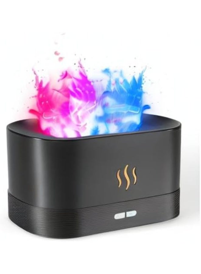 Colorful Flame Air Aroma Diffuser Humidifier, Upgraded 7 Flame Colors Noiseless Essential Oil Diffuser for Home,Office,Yoga with Auto-Off Protection 180ml (8Hours Black)  - Image 1
