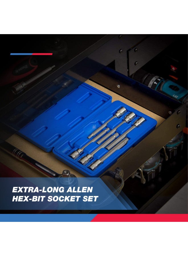 Neiko Neiko 10076A 3/8-Inch Drive Extra Long Allen Hex Bit Socket Set, Metric, 3 mm - 10 mm | S2 and Cr-V Steel, 7-Piece Set  - Image 4