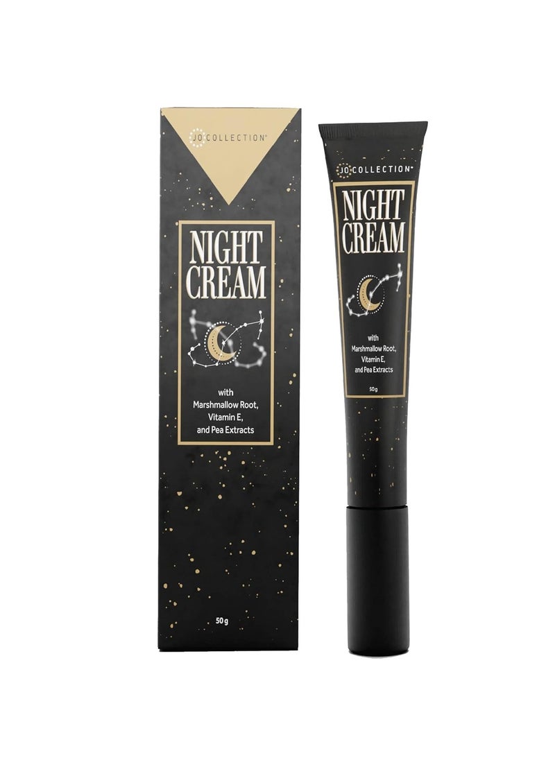 JO COLLECTION Night Cream with Marshmallow Root, Vitamin E, Pea Extracts and Jojoba esters | Moisturizes, Nourishes, Hydrates, Balances, Protects and Repairs | 50g 