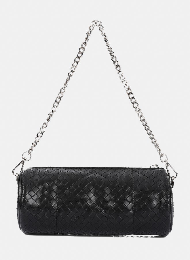 Dejavu BAGS LID-DVTV-042 Intrecciato Zipped Shoulder Bag - Black  For Women, UN - Image 3
