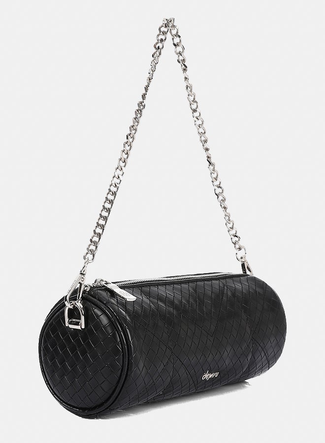 Dejavu BAGS LID-DVTV-042 Intrecciato Zipped Shoulder Bag - Black  For Women, UN - Image 2