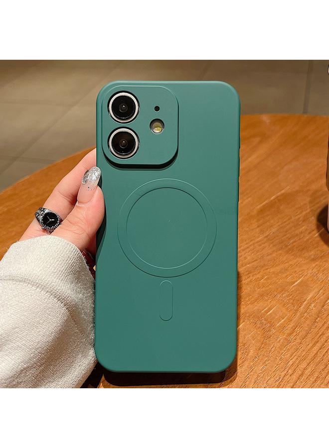 زبون جراب لهاتف iPhone 12 بلون سادة من السيليكون السائل MagSafe جراب هاتف مغناطيسي - Image 1