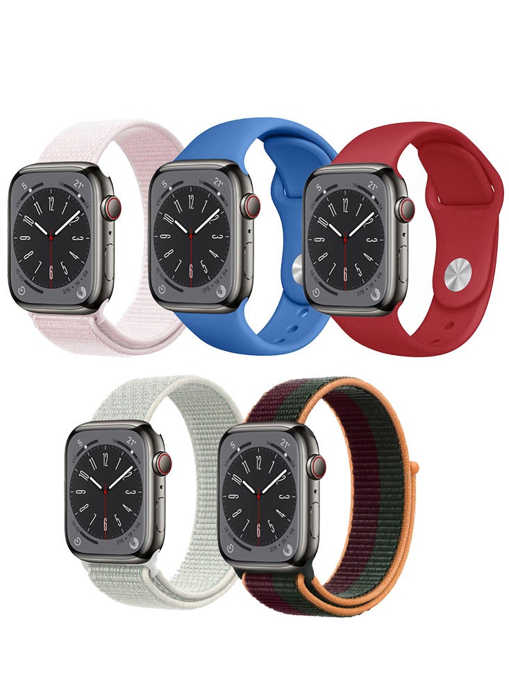 Perfii 5pcs Watch Bands Replacement for Apple Watch Strap Compatible with Apple Watch 42/41/40/38mm Series 10/9/8/7/6/5/4/SE - Image 1