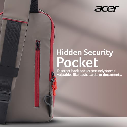 acer Sleek Cross Body Bag | Soft Vegan Leather Sling with USB Port | Dual Compartments, Secret Pocket & Adjustable Strap | Ideal for Travel, Tablet, Passport, Wallet & Everyday Essentials - Image 4