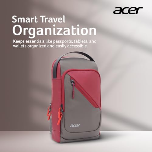 acer Sleek Cross Body Bag | Soft Vegan Leather Sling with USB Port | Dual Compartments, Secret Pocket & Adjustable Strap | Ideal for Travel, Tablet, Passport, Wallet & Everyday Essentials - Image 3