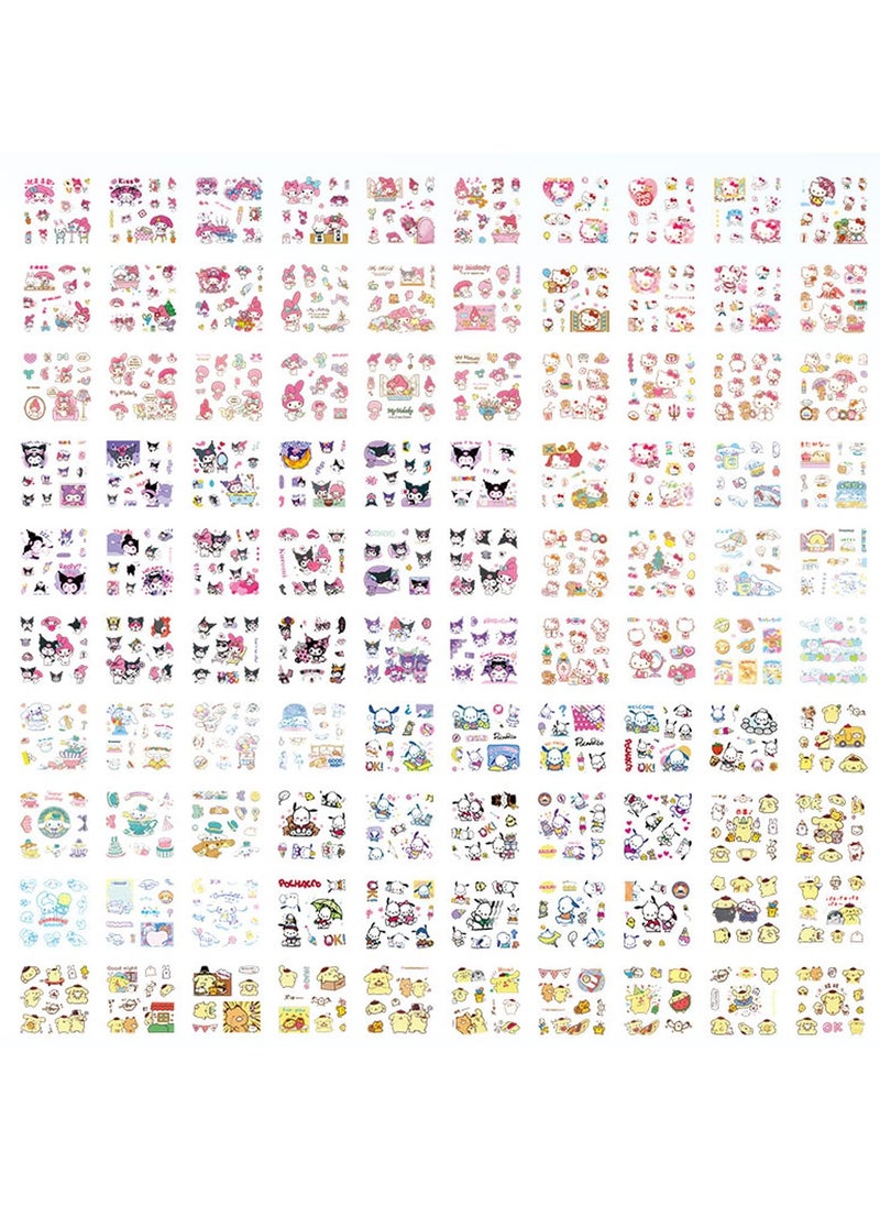 Sanrio Anime Girl Stickers - 100 Sheets Sanrio Stickers Kit, Vinyl Cartoon Aesthetic Decorative Sticker Set, Ideal for Scrapbooking, Journaling, Laptops, and Room Decoration  - Image 2