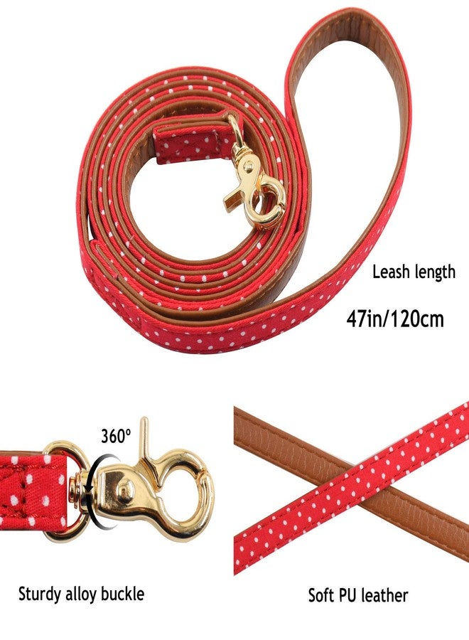 Ximipet 3PCS Bow Tie Dog Collar and Leash Set Plaid/Camo/Dots/Flower Dog Bandanas with Bell 3 Size Adjustable for Small Dogs Puppies and Cats (S, Red Dots) - Image 5