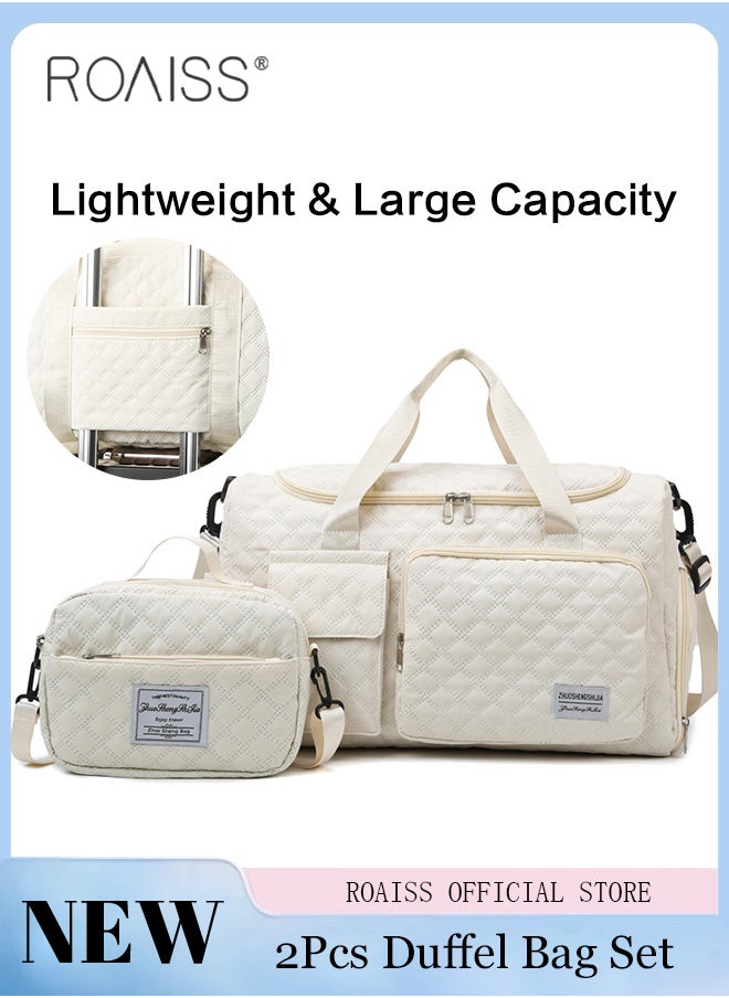 roaiss Large Capacity Duffle Bag and a Small Zipper Pouch Bag Combination Set Unisex Multi Functional Waterproof Shoulder Crossbody Bags Sets for Travel Business Trip or Gym Suitable for both Women and Men  - Image 1