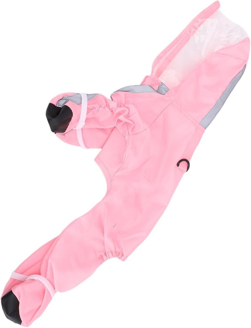 Asixxsix Dog Raincoat, 4 Legged Rain Jacket with Hood and Leash Hole for Walking Puppy Clothes (S) - Image 5
