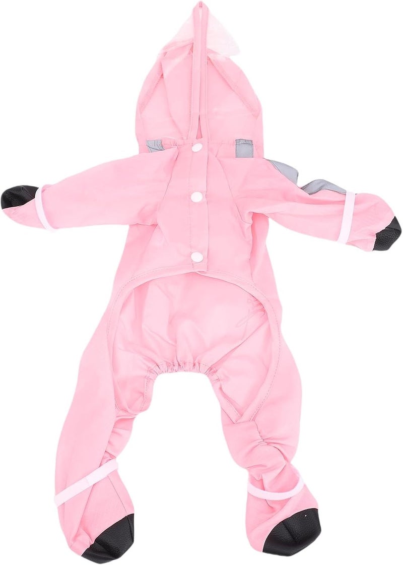 Asixxsix Dog Raincoat, 4 Legged Rain Jacket with Hood and Leash Hole for Walking Puppy Clothes (S) - Image 3