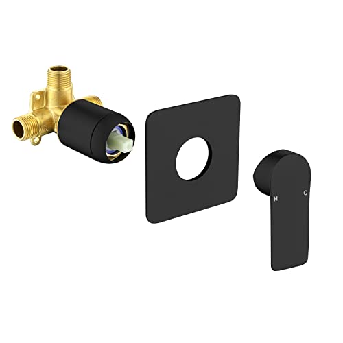 DIFEINI Shower Valves Wall Mount Shower Faucet Rough-In Valve Bathroom Trim Kit Single Handle Tub Shower Valve Mixer Matte Black - Image 1