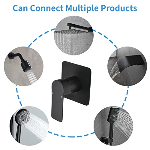 DIFEINI Shower Valves Wall Mount Shower Faucet Rough-In Valve Bathroom Trim Kit Single Handle Tub Shower Valve Mixer Matte Black - Image 2
